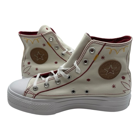 Converse Chuck Taylor All Star Lift Platform Western Stitch Shoes Women's Size 9 - Picture 3 of 9